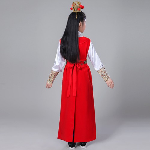 Kids children chinese Peking opera stage performance costumes for girls boys China traditional princess drama baoyu cosplay dresses
